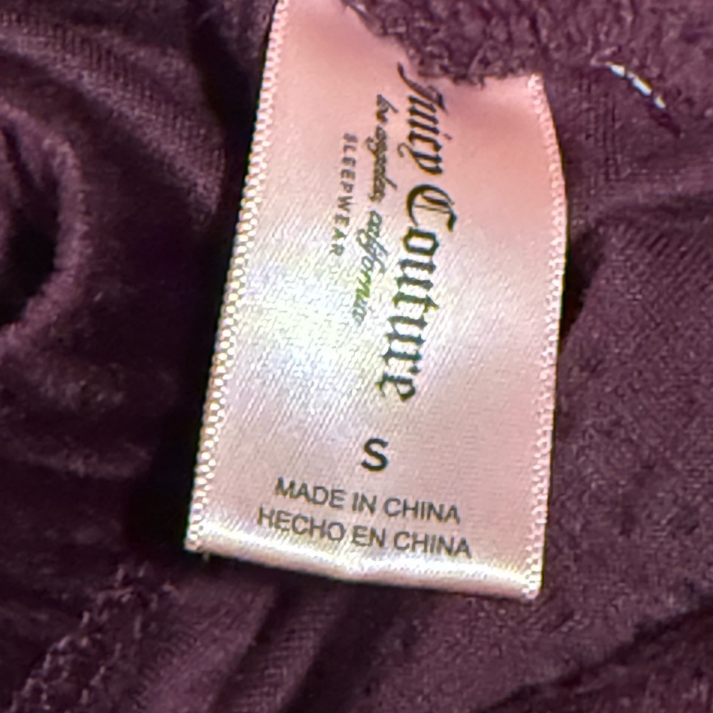 Juicy Couture Girls Plum Velour Pajama Set with Rhinestone Logo - Picture 3 of 8